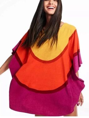 NEW Marimekko Sunset French Terry Beach Poncho Swim Cover S/M